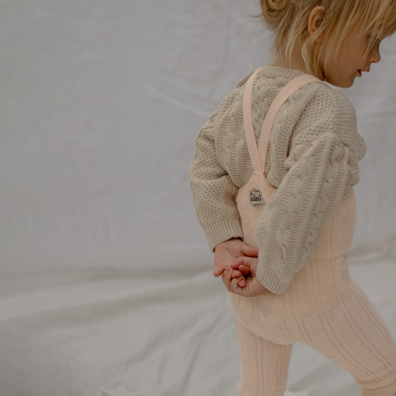 Silly Silas - Granny footless tights with braces - Silky Peach