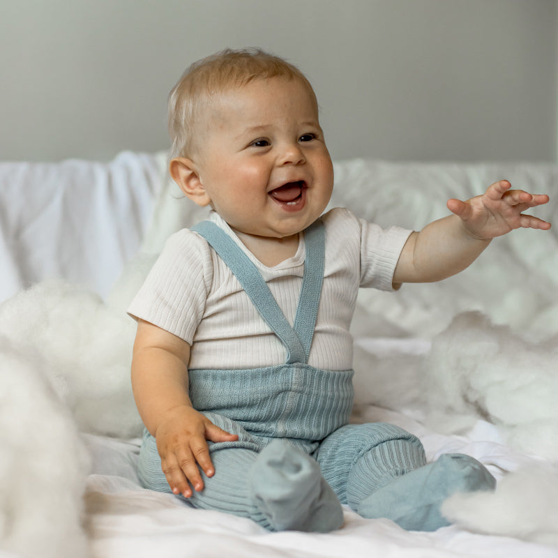 Silly Silas - Granny footed tights with braces - Misty Blue
