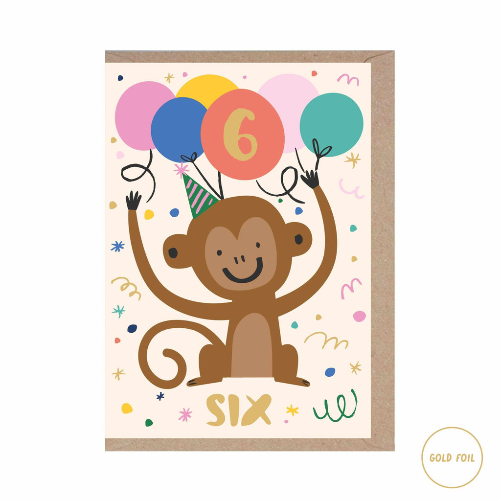 Rumble Cards - Monkey 6th birthday card | Scout & Co