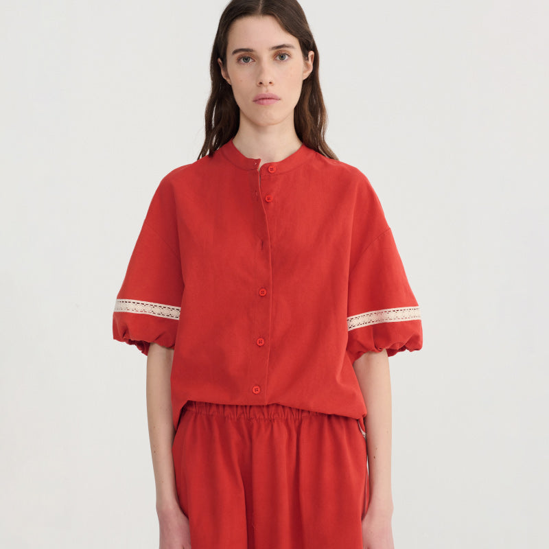 Bobo Choses Woman - Contrast trim puff-sleeve shirt | Scout & Co