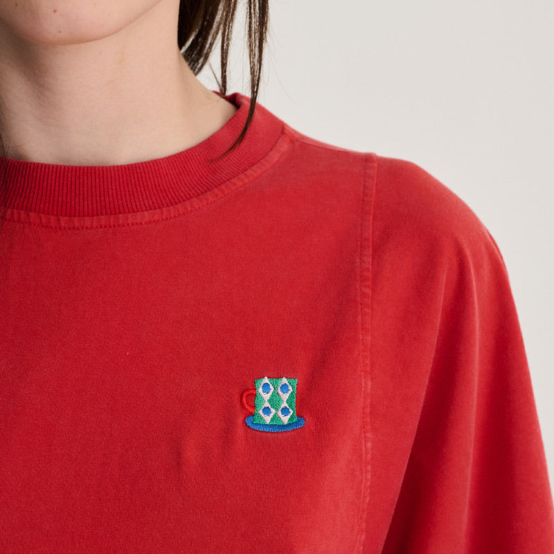 Bobo Choses Woman - Monster Mug embroidery relaxed T-shirt - red | Scout & Co