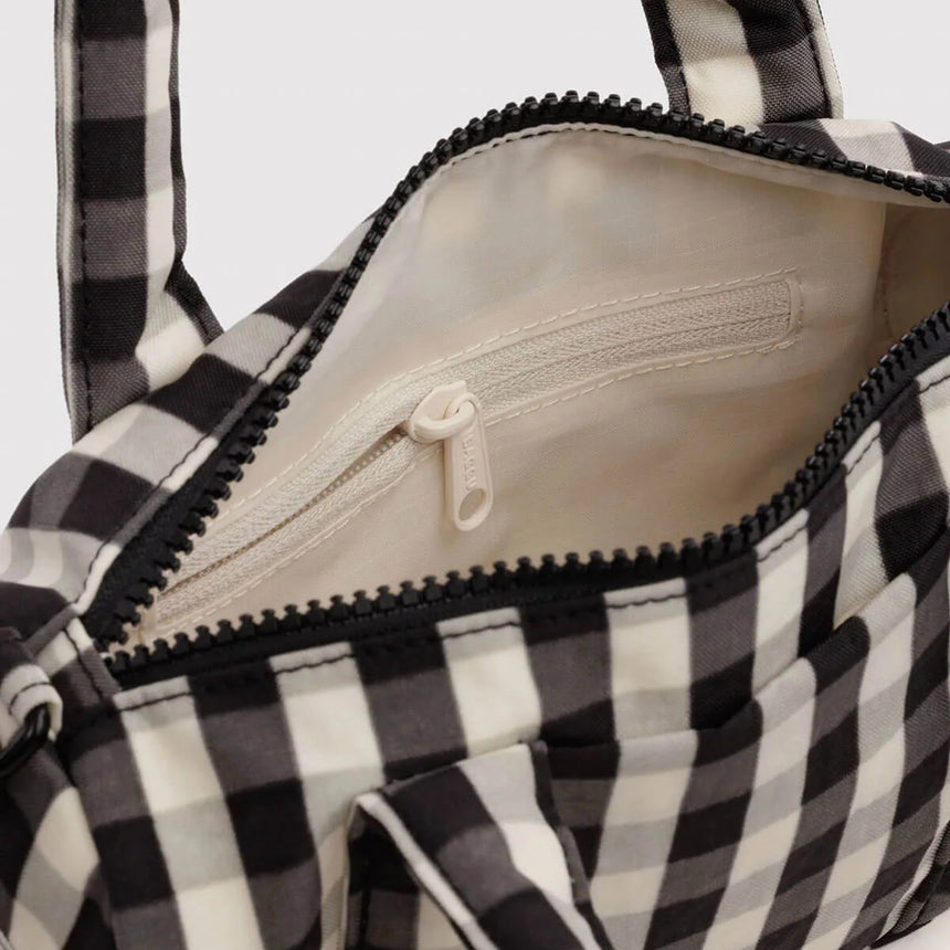 Baggu - Small Nylon Duffle Bag - Black & Cream Gingham | Scout & Co