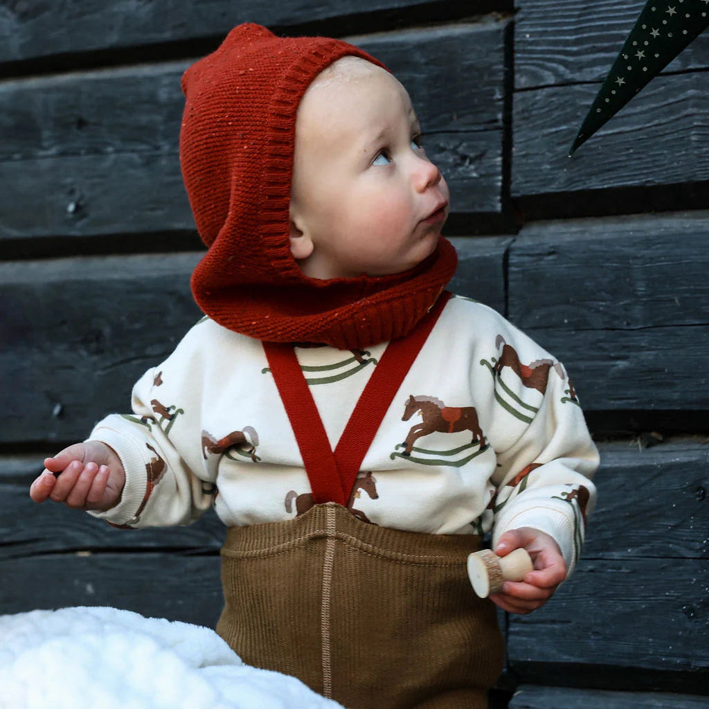 Silly Silas x Organic Zoo - Footed cotton tights with braces - Acorn Brown & Maple Leaf