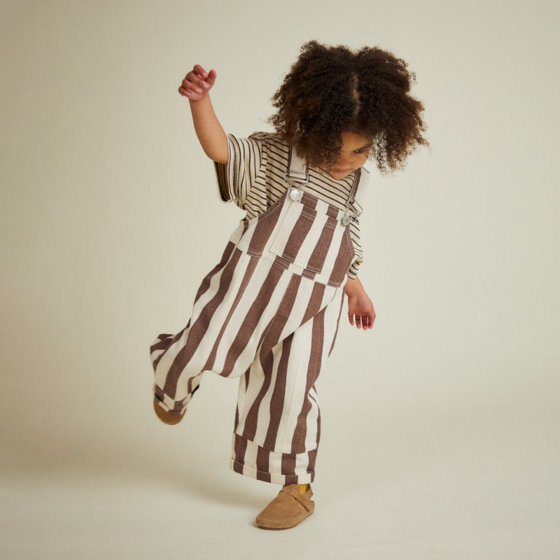 Claude & Co - Blythe dungarees - Chocolate stripe | Scout & Co