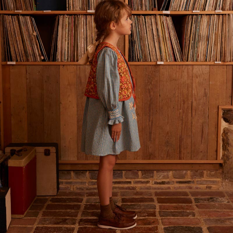 Apolina - Cece smock dress - Tablecheck Marine | Scout & Co