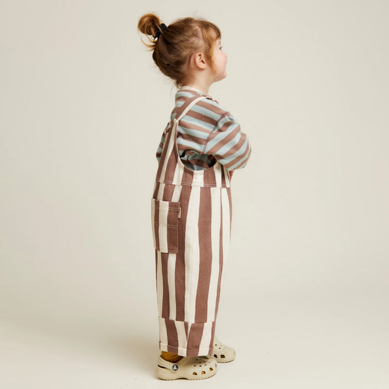 Claude & Co - Blythe dungarees - Chocolate stripe | Scout & Co