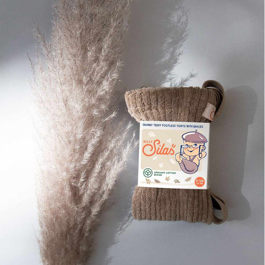 Silly Silas - Granny teddy footless cotton tights with braces - Peanut blend | Scout & Co