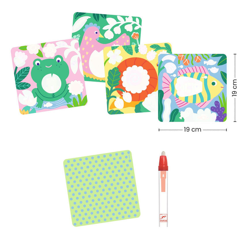 Djeco - Magic colouring - Peekaboo Garden Baby Animals
