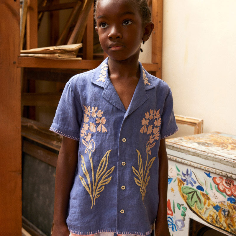 Apolina - Donny embroidered shirt - Azul | Scout & Co