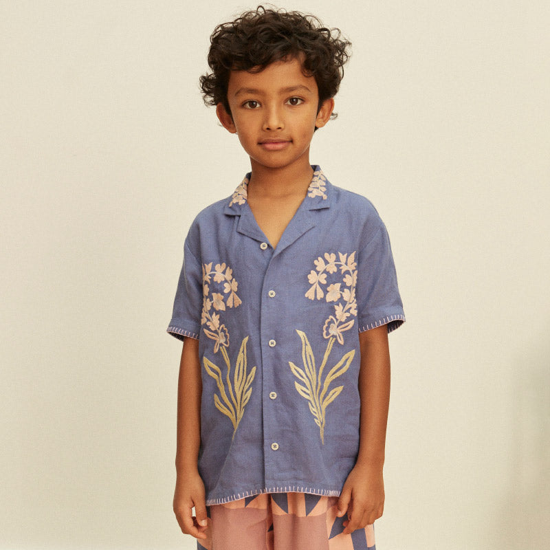 Apolina - Donny embroidered shirt - Azul | Scout & Co