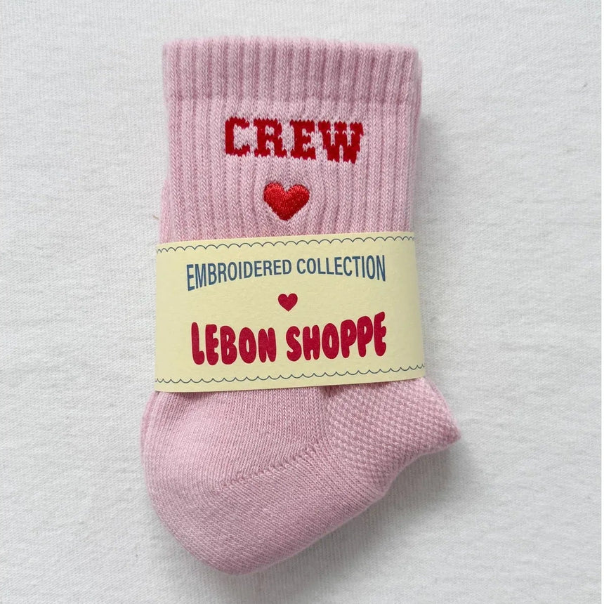 Le Bon Shoppe - Embroidered crew socks - Strawberry Milk | Scout & Co