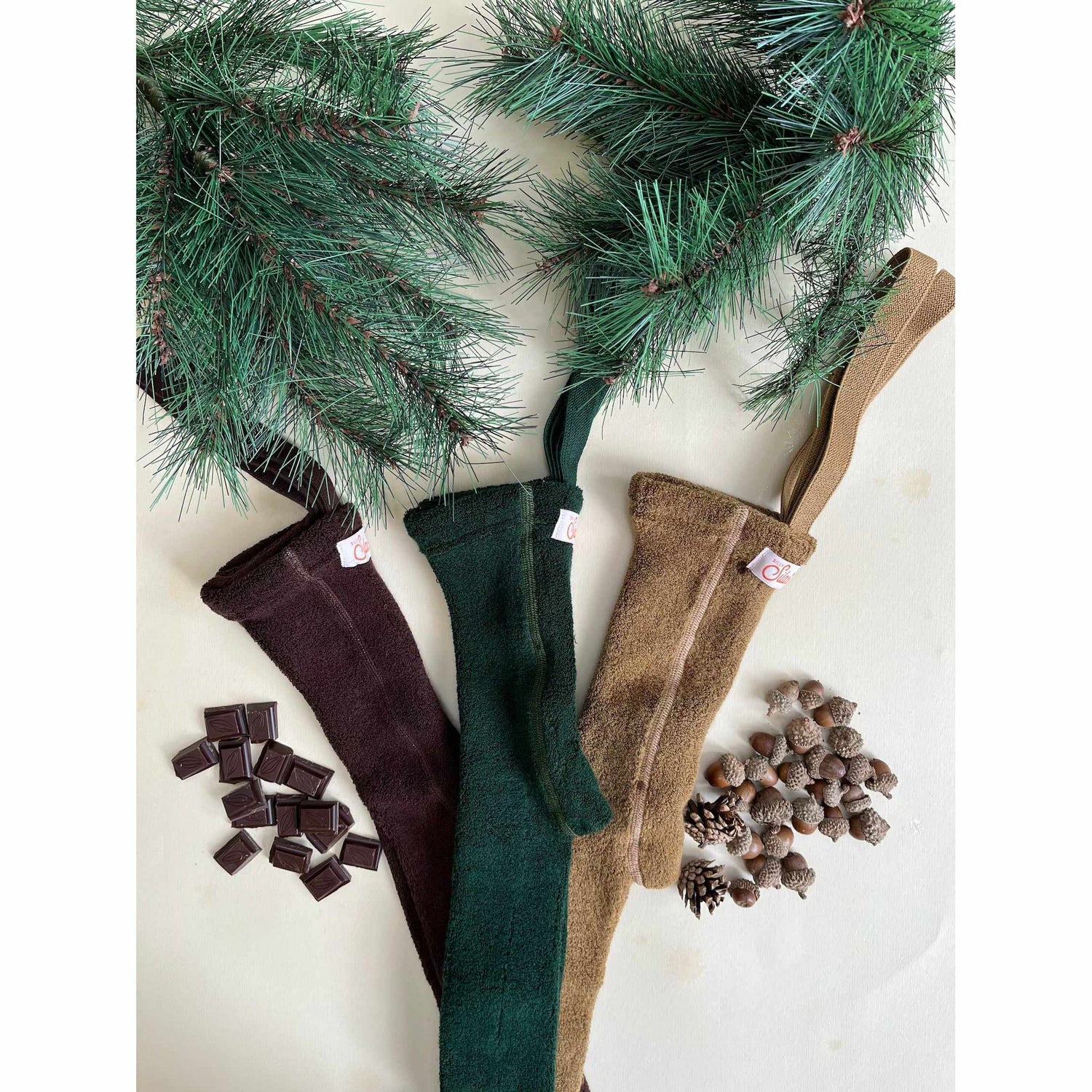 Silly Silas - Teddy warmy cotton tights with braces - Acorn Brown | Scout & Co