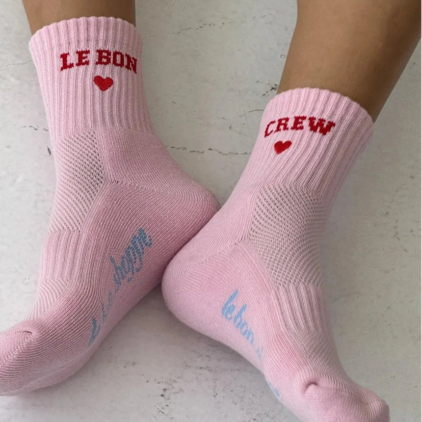 Le Bon Shoppe - Embroidered crew socks - Strawberry Milk | Scout & Co