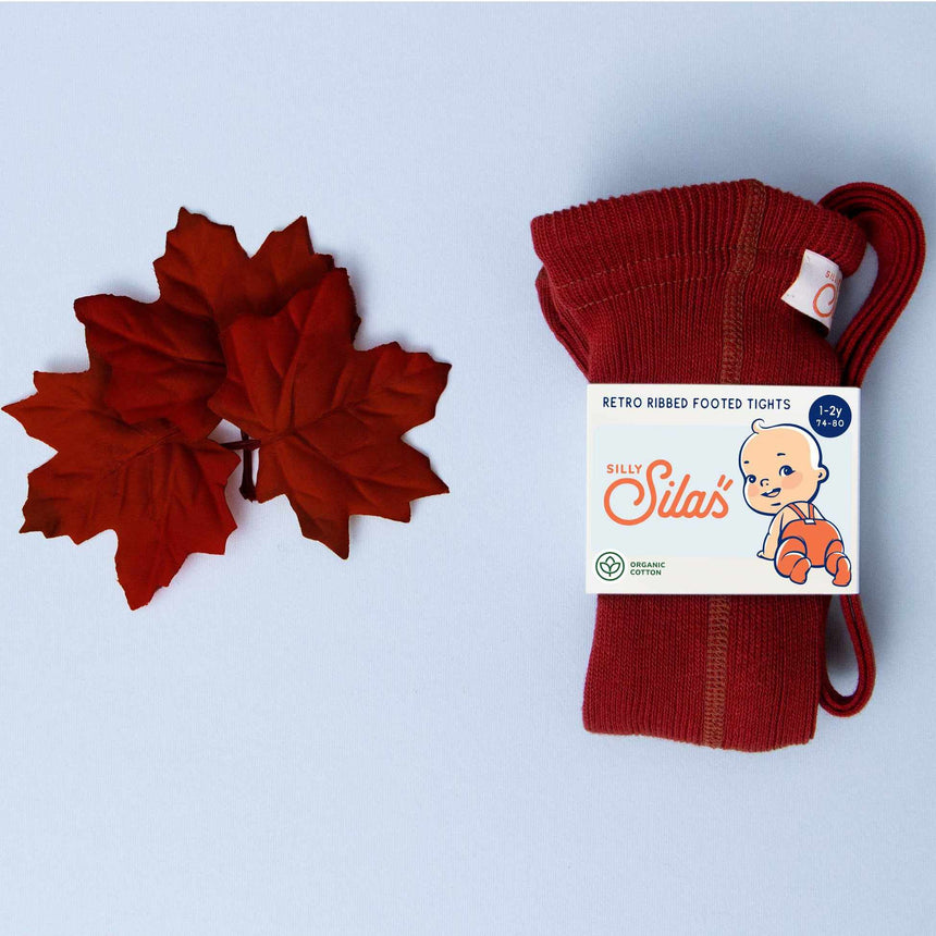 Silly Silas - Footed cotton tights with braces - Maple Leaf | Scout & Co