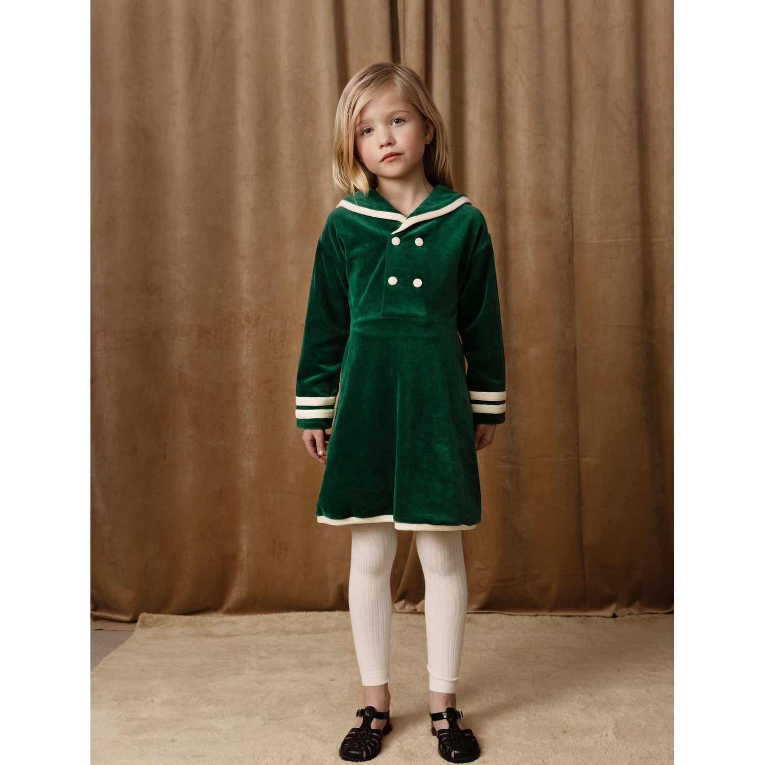 Mini Rodini - Sailor velour dress - green | Scout & Co