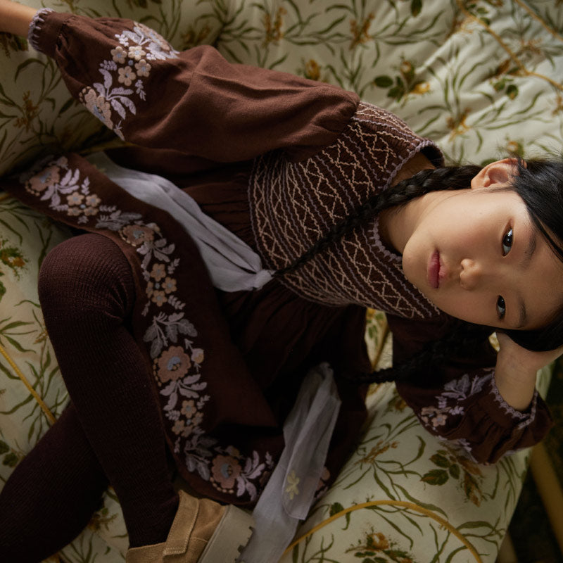 Apolina - Noemie embroidered dress - Dark chocolate | Scout & Co