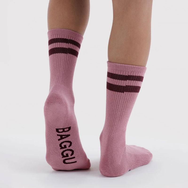 Baggu - Adult ribbed socks - Wild Plum Stripe | Scout & Co