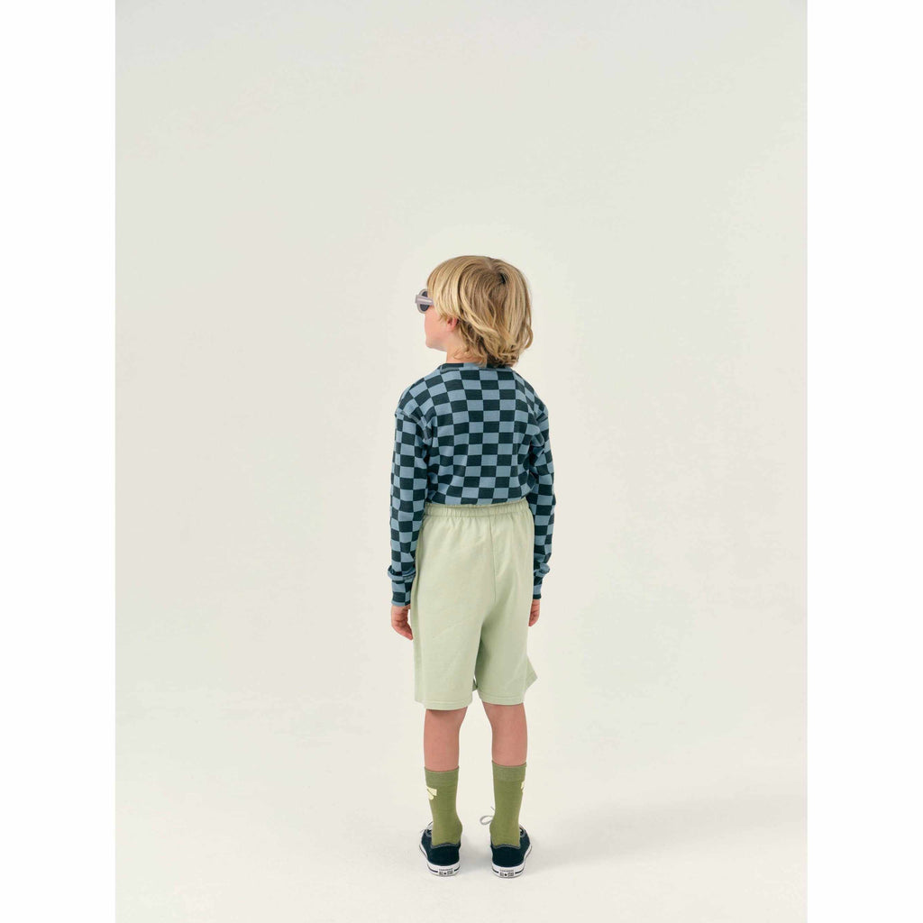 Main Story - Stone Blue Check jersey rib top | Scout & Co