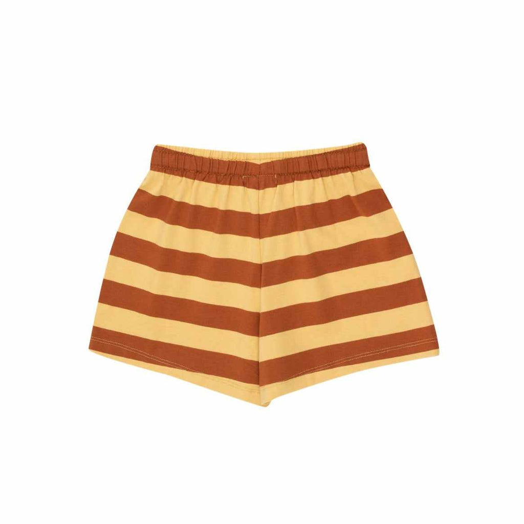 Tiny Cottons - Stripes shorts - pale ochre / dark brown | Scout & Co