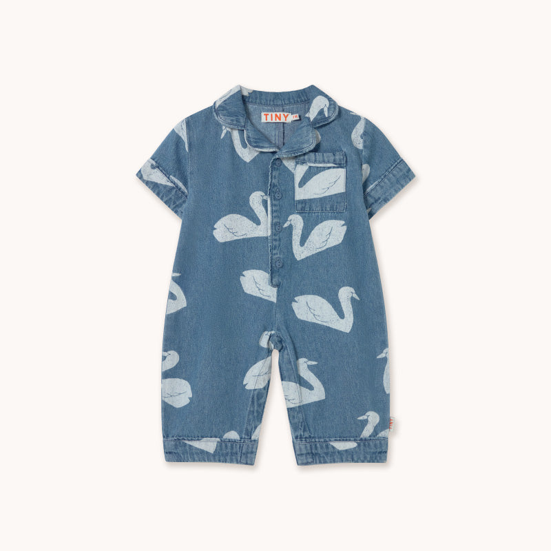 Tiny Cottons - Big Swans denim onepiece - baby | Scout & Co