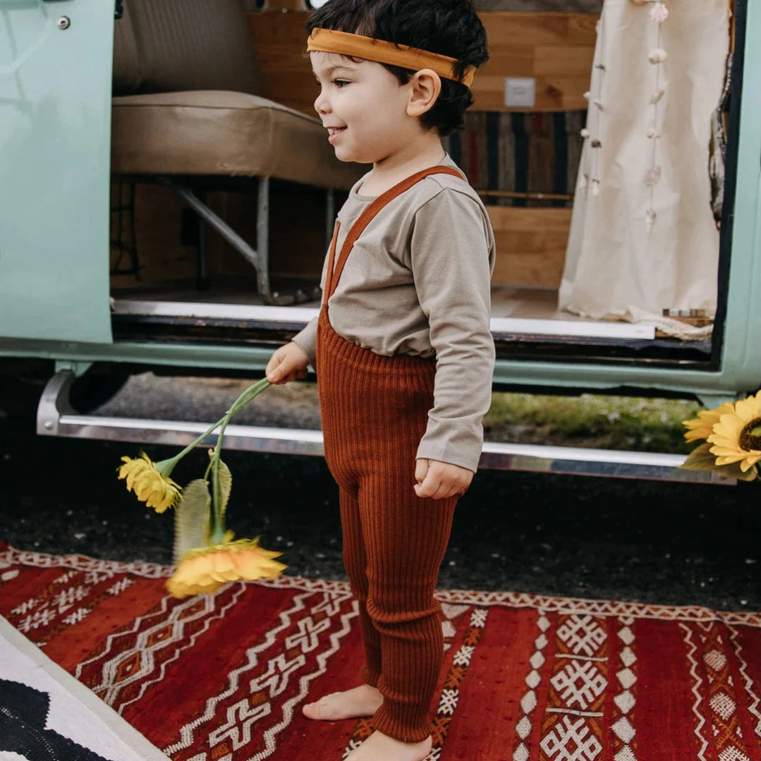 Silly Silas - Hippy Footless cotton tights with braces - Cinnamon | Scout & Co