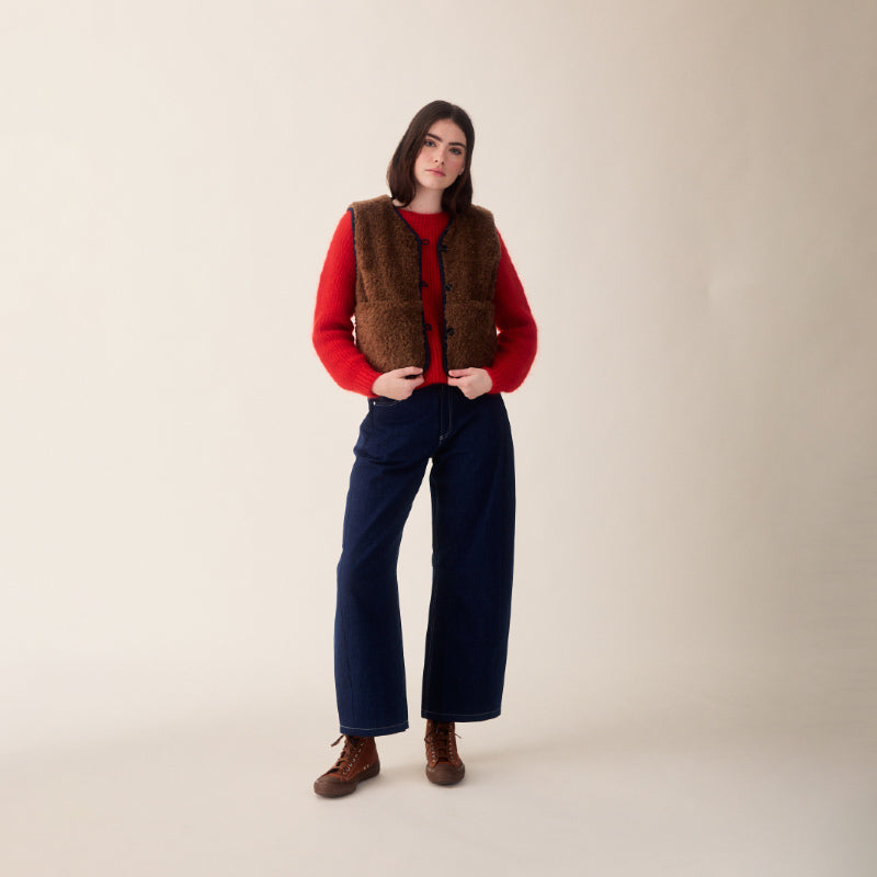 Sideline - Aida reversible vest - brown wool | Scout & Co