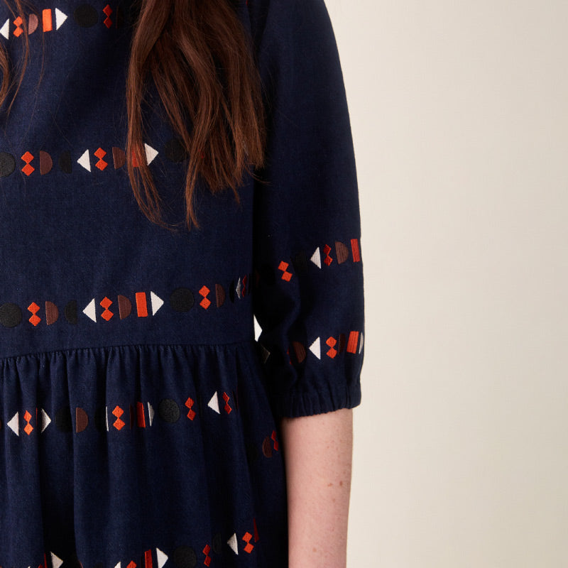 Sideline - Tessa dress - indigo embroidery | Scout & Co