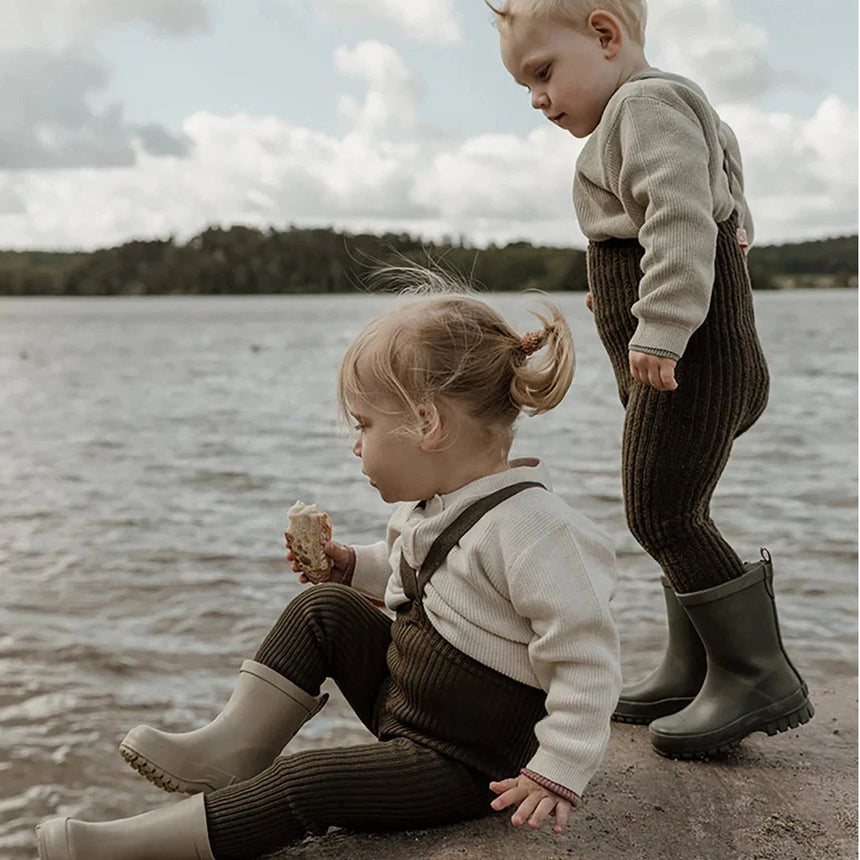 Silly Silas - Granny teddy footless tights with braces - Seaweed Brown | Scout & Co