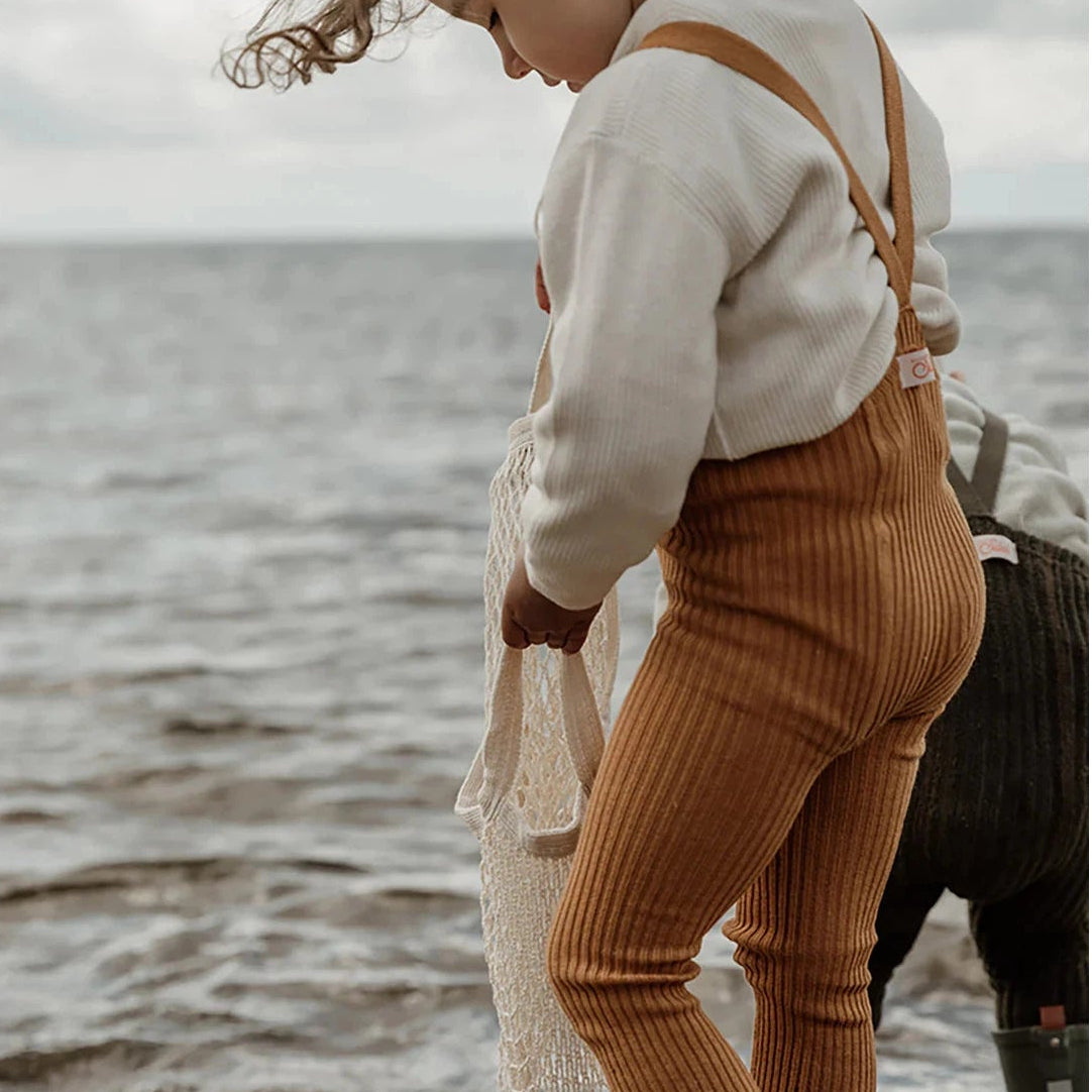 Silly Silas - Hippy Footless cotton tights with braces - Amber | Scout & Co