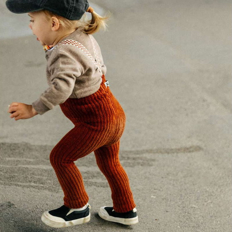 Silly Silas - Granny teddy footless tights with braces - Cinnamon Checked | Scout & Co