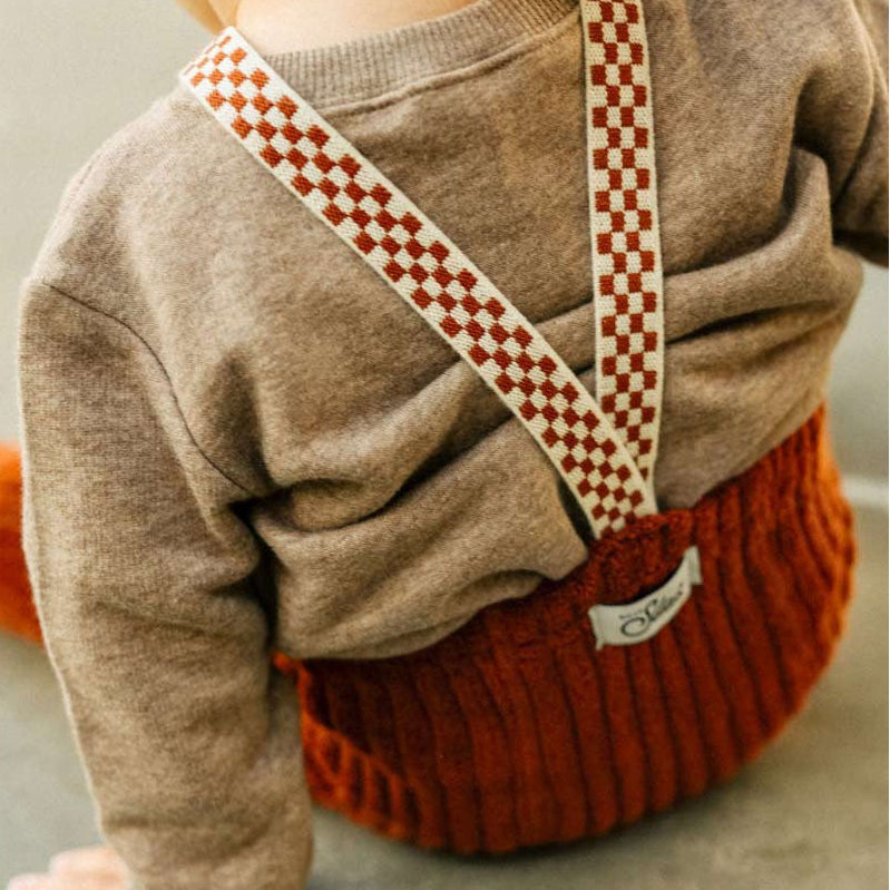 Silly Silas - Granny teddy footless tights with braces - Cinnamon Checked | Scout & Co