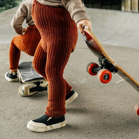 Silly Silas - Granny teddy footless tights with braces - Cinnamon Checked | Scout & Co