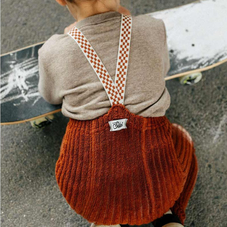 Silly Silas - Granny teddy footless tights with braces - Cinnamon Checked | Scout & Co