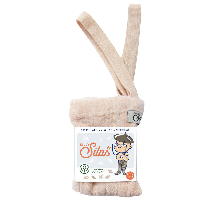 Silly Silas - Granny footed tights with braces - Silky Peach