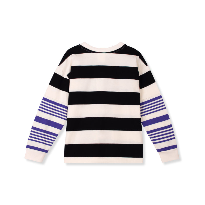 Wynken - TWK seam T-shirt - black & ultramarine stripe | Scout & Co