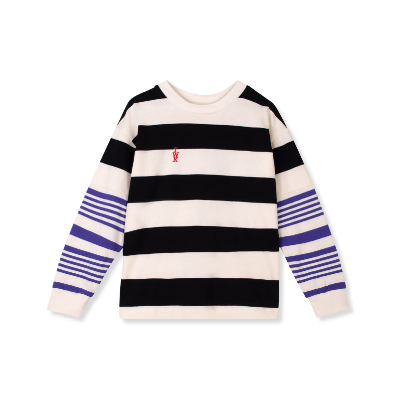 Wynken - TWK seam T-shirt - black & ultramarine stripe | Scout & Co