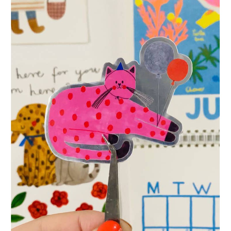 Daria Solak - Pink Cat holographic sticker | Scout & Co