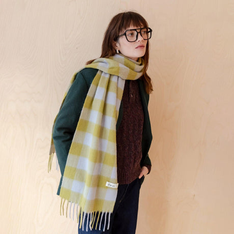 TBCo - Lambswool Scarf in Avocado Gingham | Scout & Co