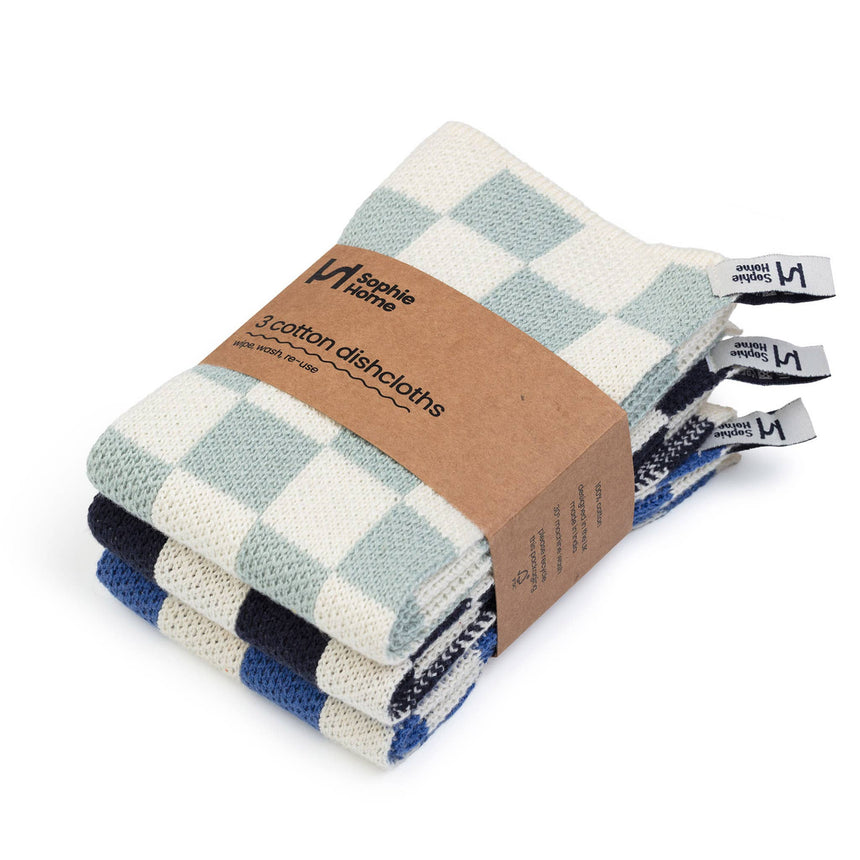 Sophie Home - Reusable Cotton Dishcloths - Check Cobalt | Scout & Co