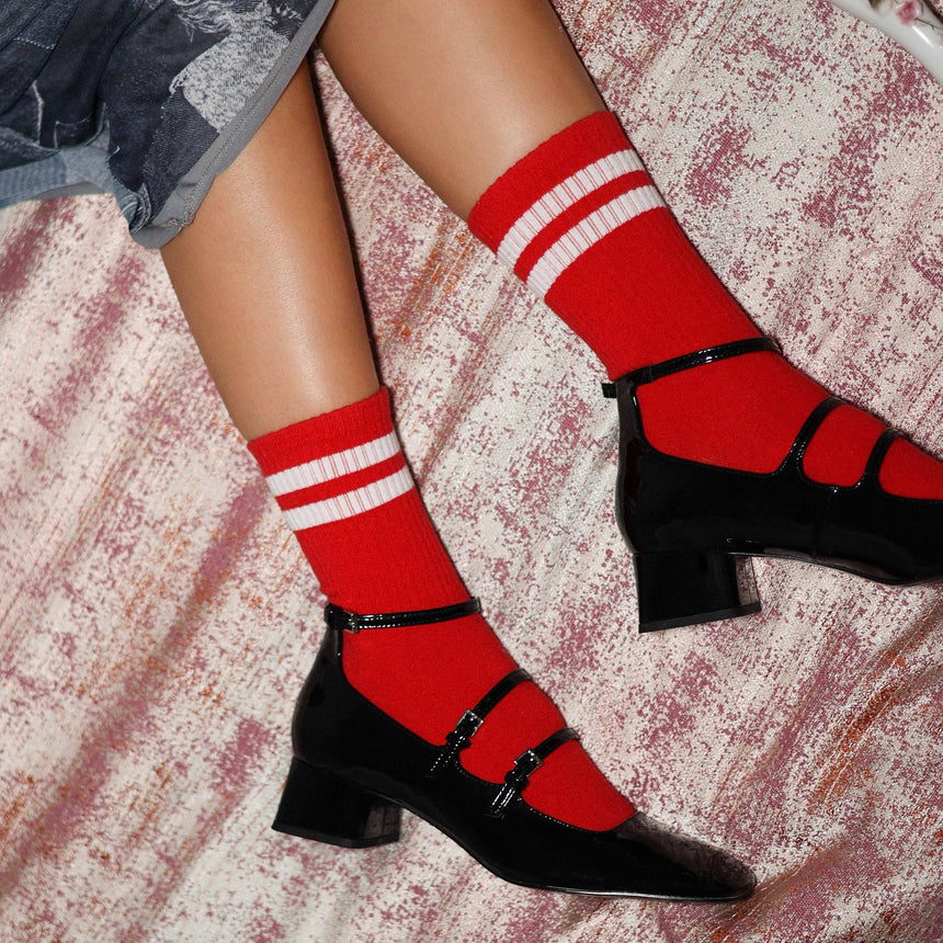 Klue - Tennis sport socks - Red + white | Scout & Co