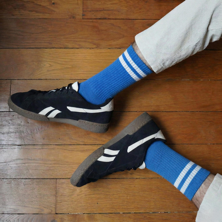 Klue - Tennis sport socks - Blue + white | Scout & Co
