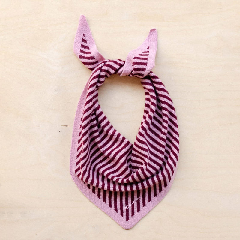 TBCo - Merino Triangle Scarf - Pink Burgundy Stripe | Scout & Co