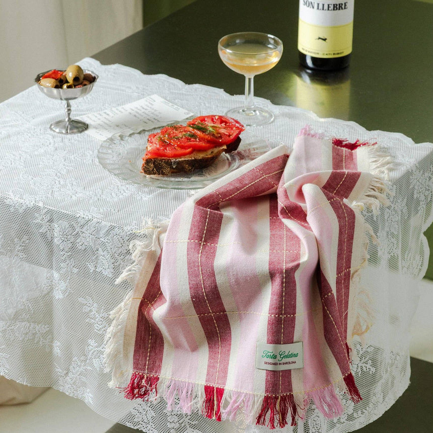 Tarta Gelatina - Striped Napkins (Set of 2) - Burgundy / Pink | Scout & Co