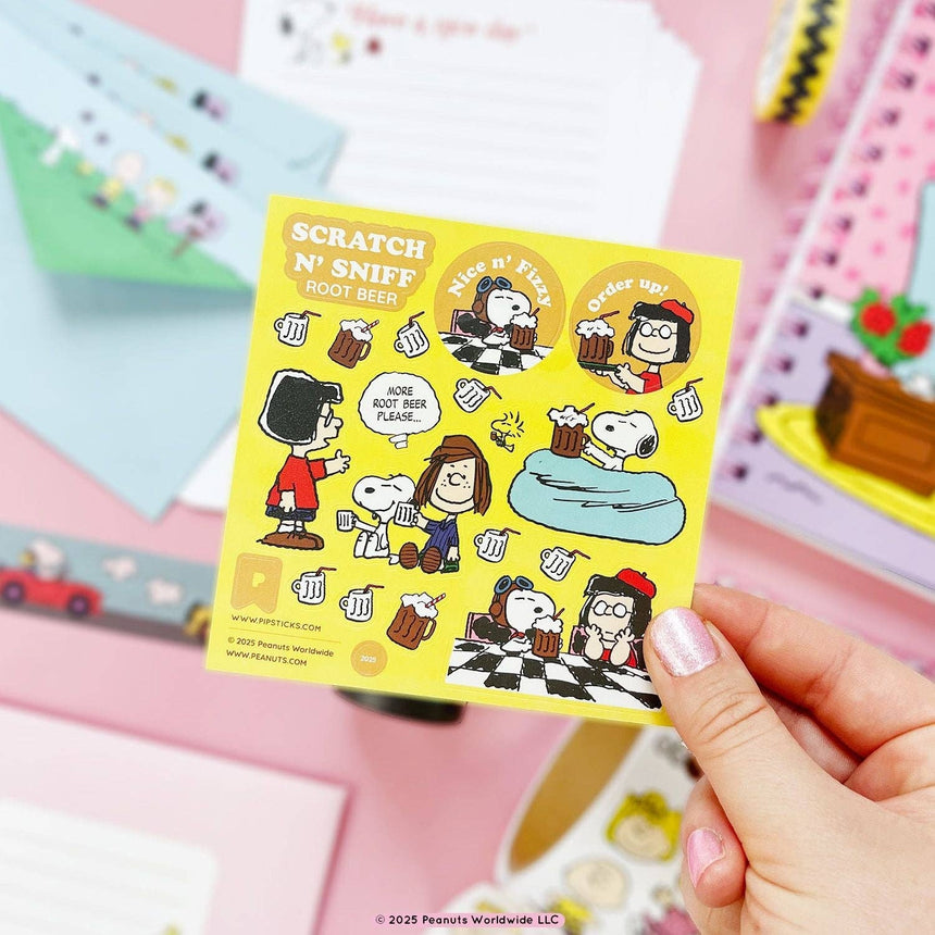Pipsticks x Peanuts - Fizzy Root Beer Scratch 'n Sniff stickers (2 sheets) | Scout & Co