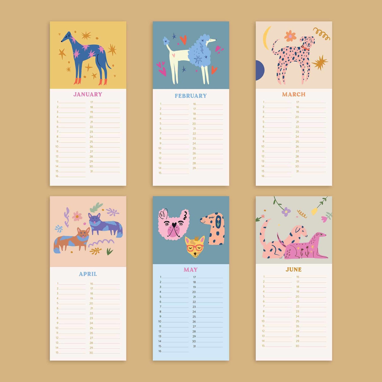 Undated Birthday Calendar | Dogs & Doodles | Scout & Co