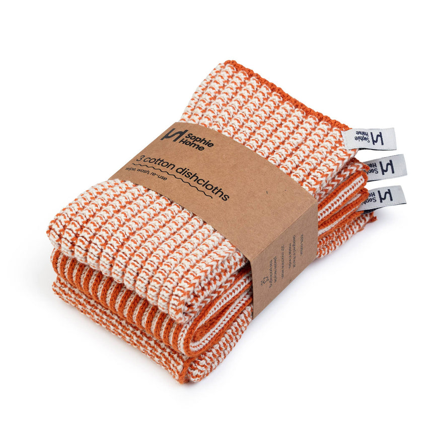 Sophie Home - Reusable Cotton Dishcloths - Textured Orange
