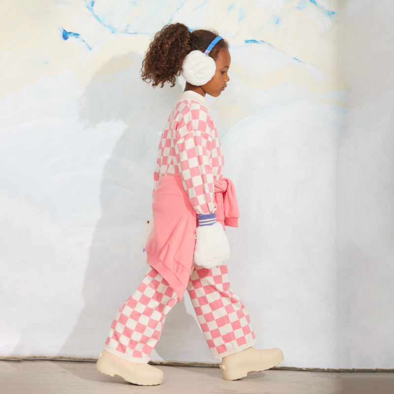 Mini Rodini - Chess check knit trousers - pink | Scout & Co