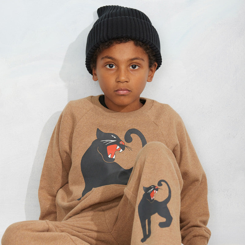 Mini Rodini - Panther melange sweatpants - brown