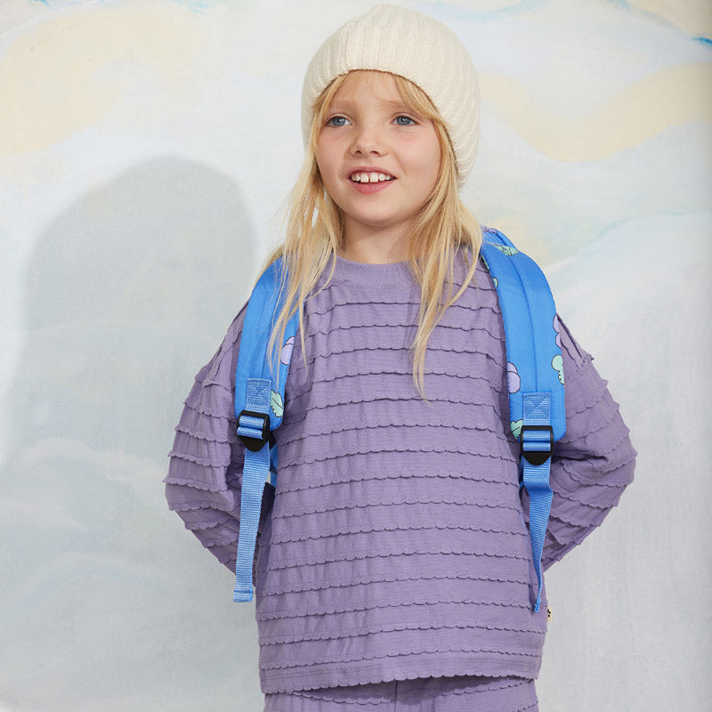Mini Rodini - Textured frill long-sleeve tee - purple | Scout & Co
