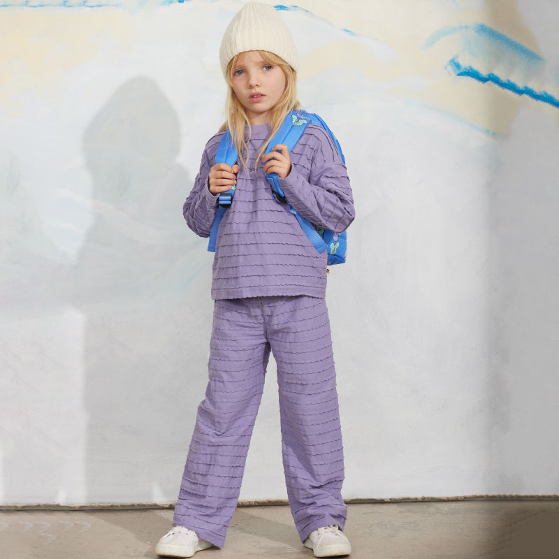 Mini Rodini - Textured frill long-sleeve tee - purple | Scout & Co